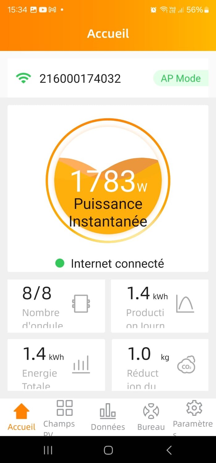 Application de suivi de production solaire