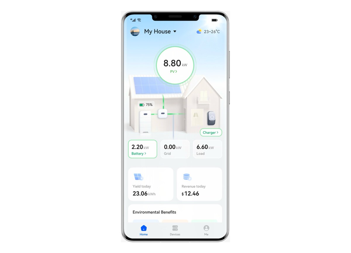 Application de pilotage — vue maison